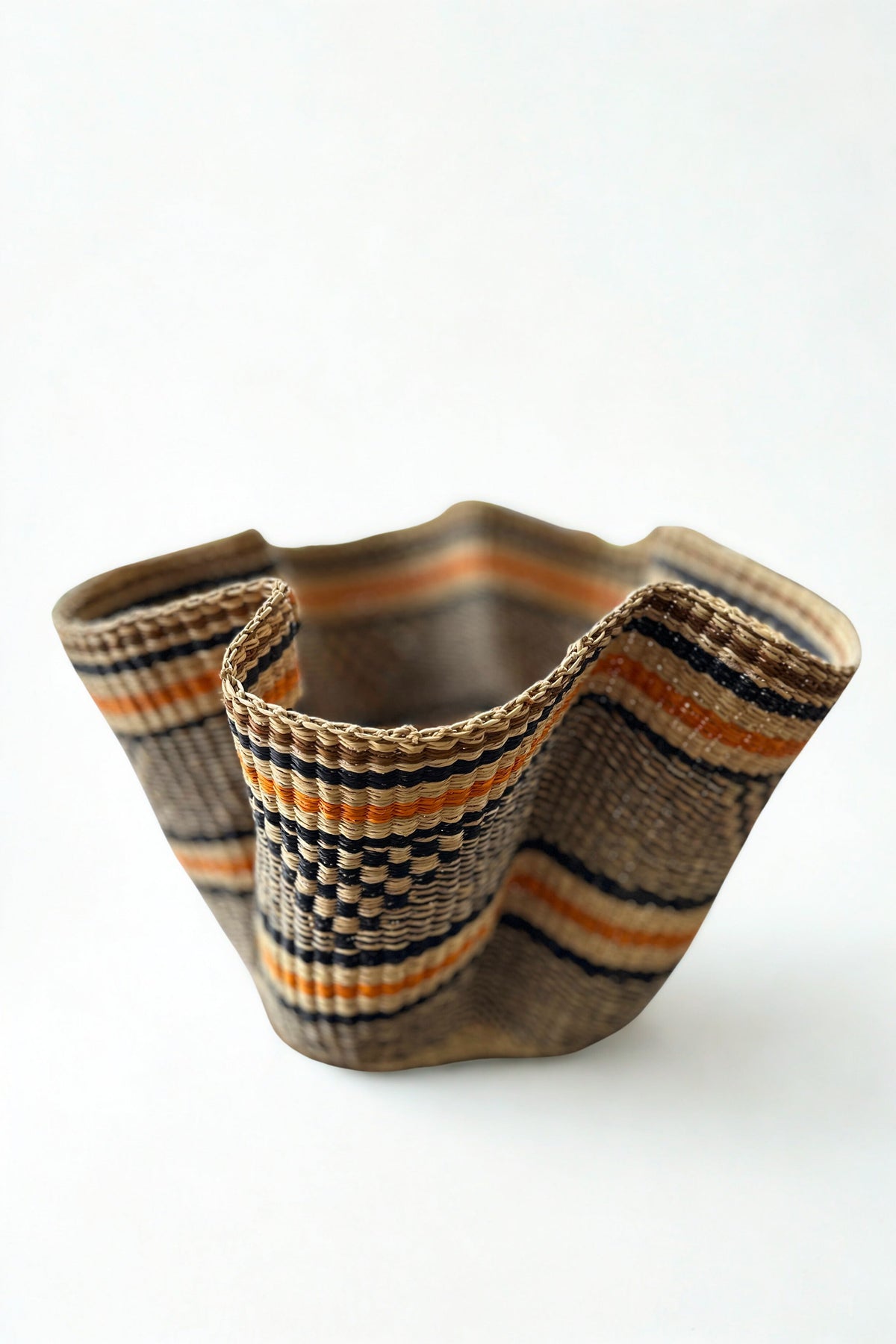 Handwoven Wave Basket - Earth Colors