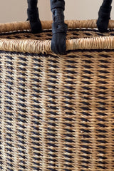 Natural w/ Black Vertical Stripe Laundry Hamper