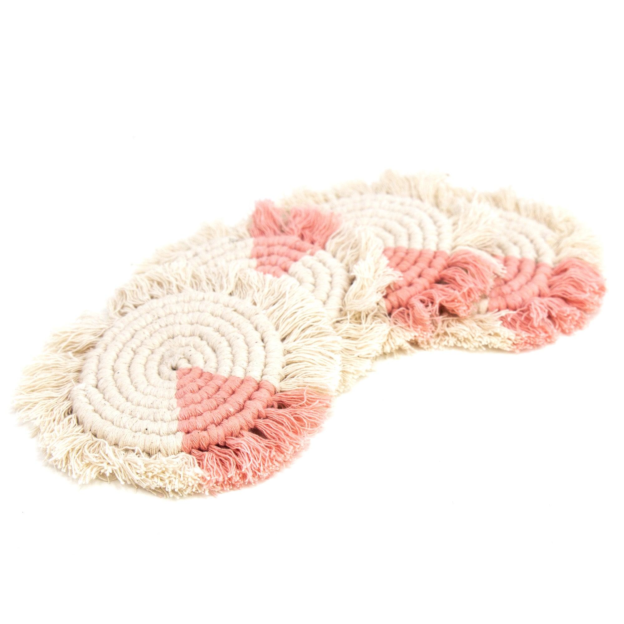 Macrame Coasters in Blush with Fringe - Set of 4 - Life In Alignment