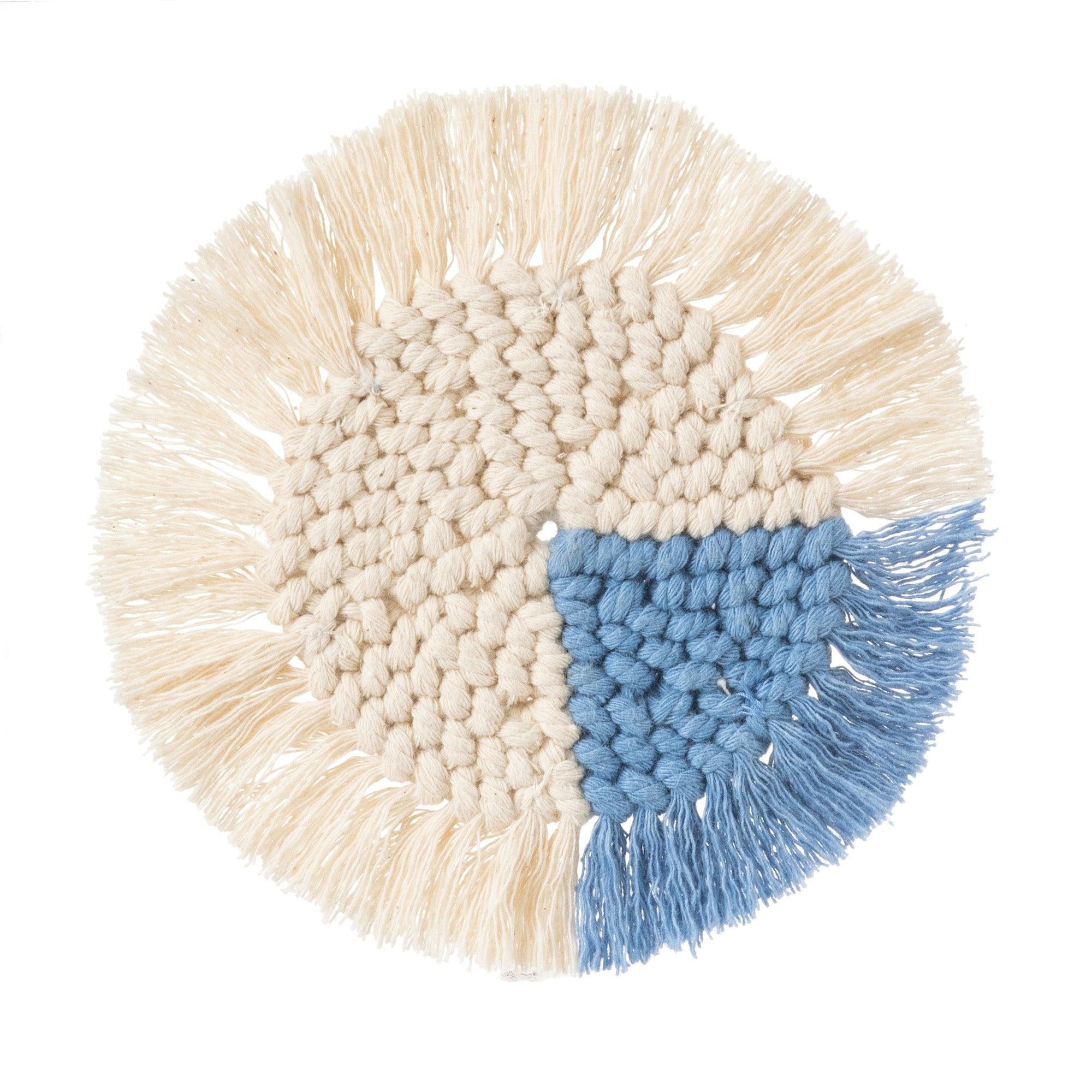 Macrame Coasters in Blues with Fringe - Set of 4 - Life In Alignment