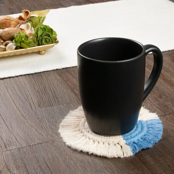 Macrame Coasters in Blues with Fringe - Set of 4 - Life In Alignment