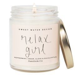 Relax, Girl Soy Candle - Clear Jar - 9 oz (Relaxation)