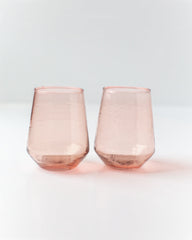 Pair of Hammered Glass Stemless Tumblers