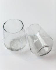 Pair of Hammered Glass Stemless Tumblers