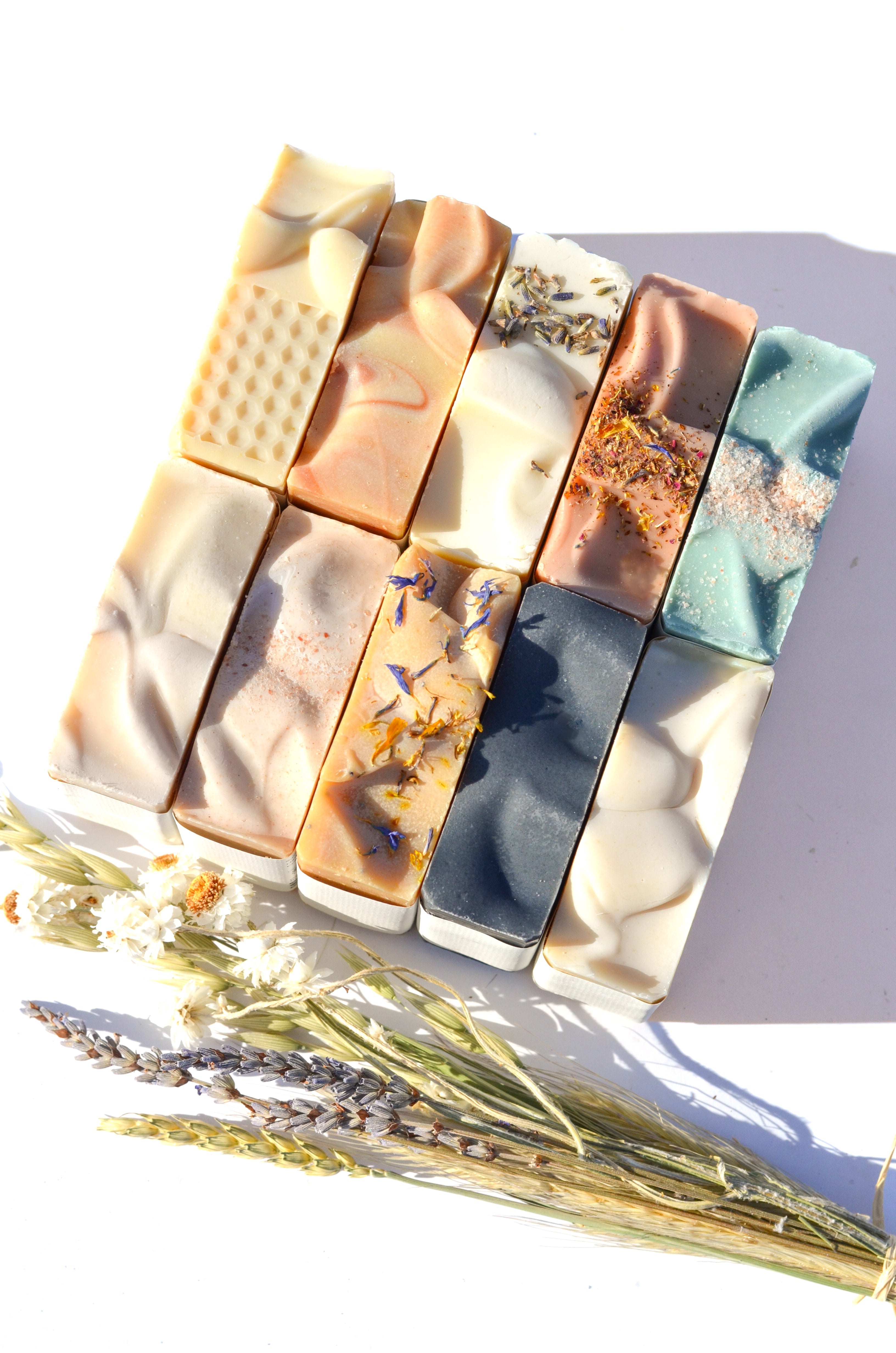 Natural handmade soap bar with grass-fed tallow goat milk and essential oils