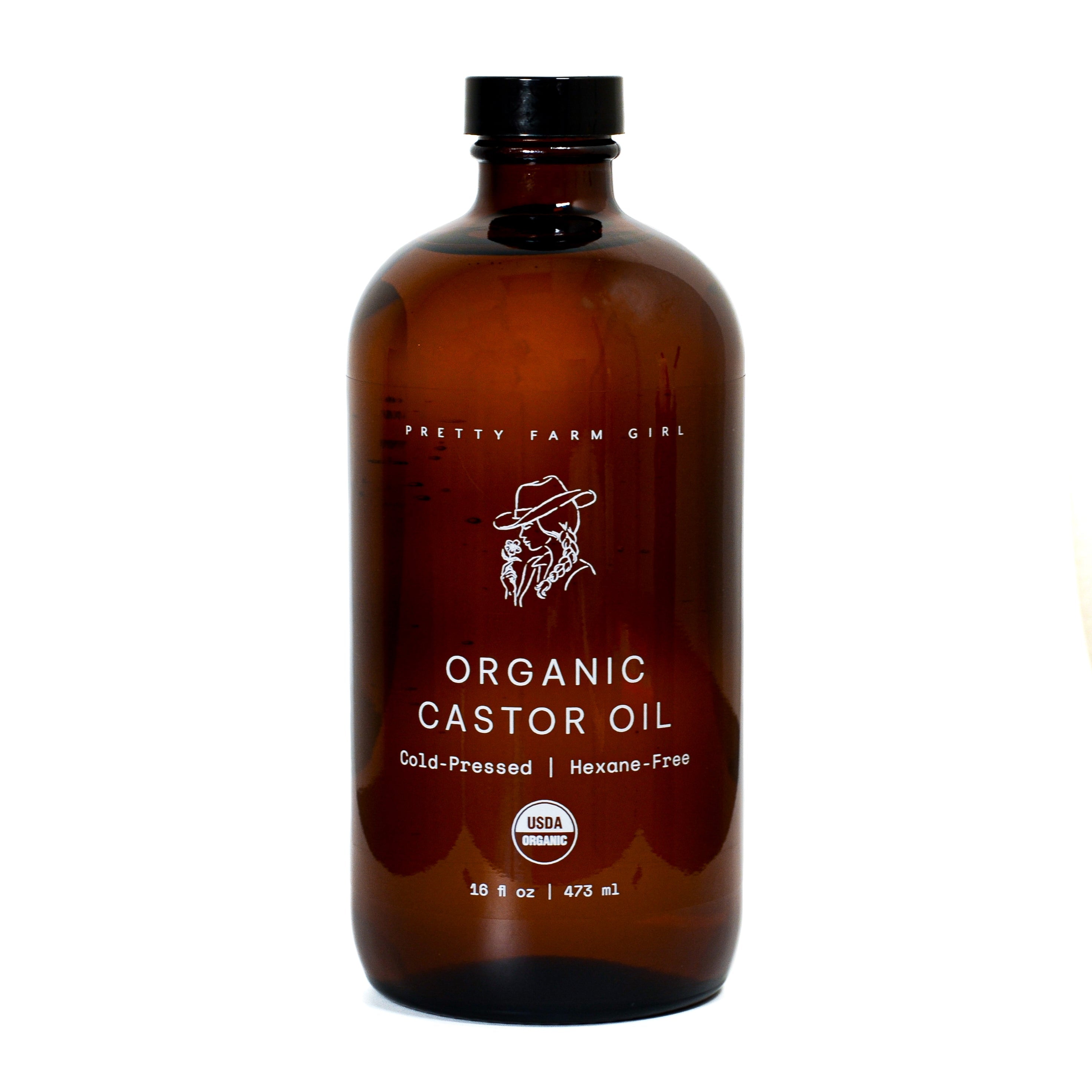 Pure organic cold-pressed hexane-free castor oil for hair lashes brows skin Made Brave