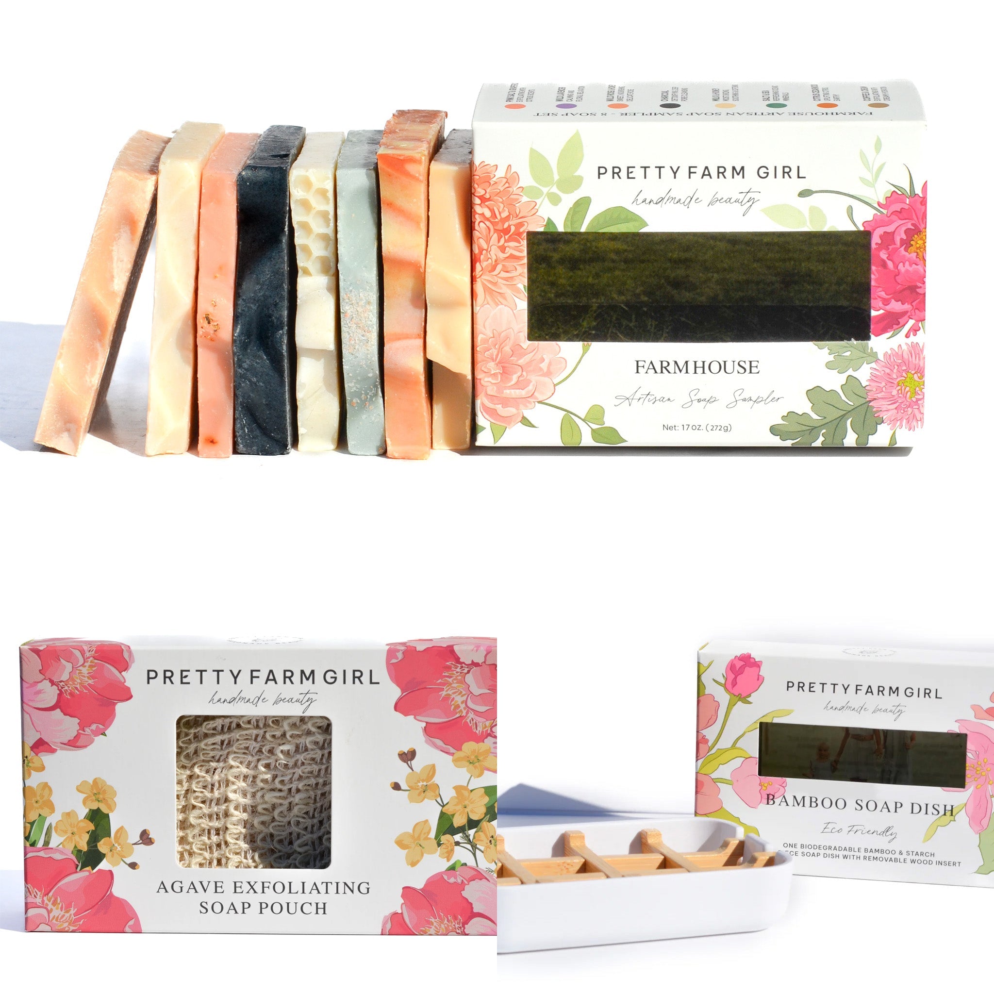 Handmade soap sampler gift set eight tallow and goat milk bars in box Made Brave