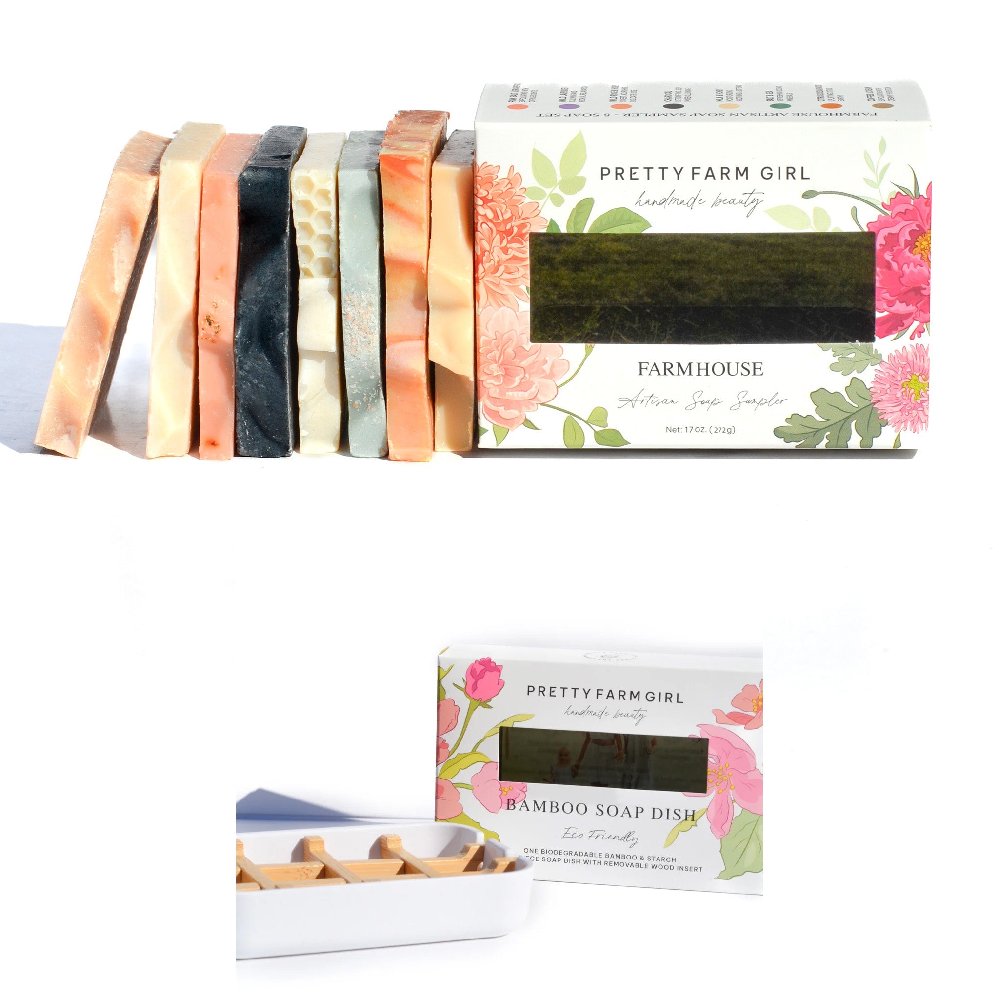 Handmade soap sampler gift set eight tallow and goat milk bars in box Made Brave