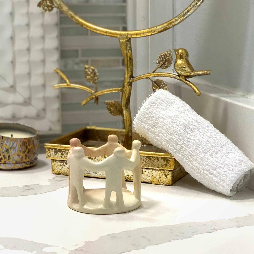 ethically sourced Natural Soapstone Circle of Friends Sculpture Life In Alignment