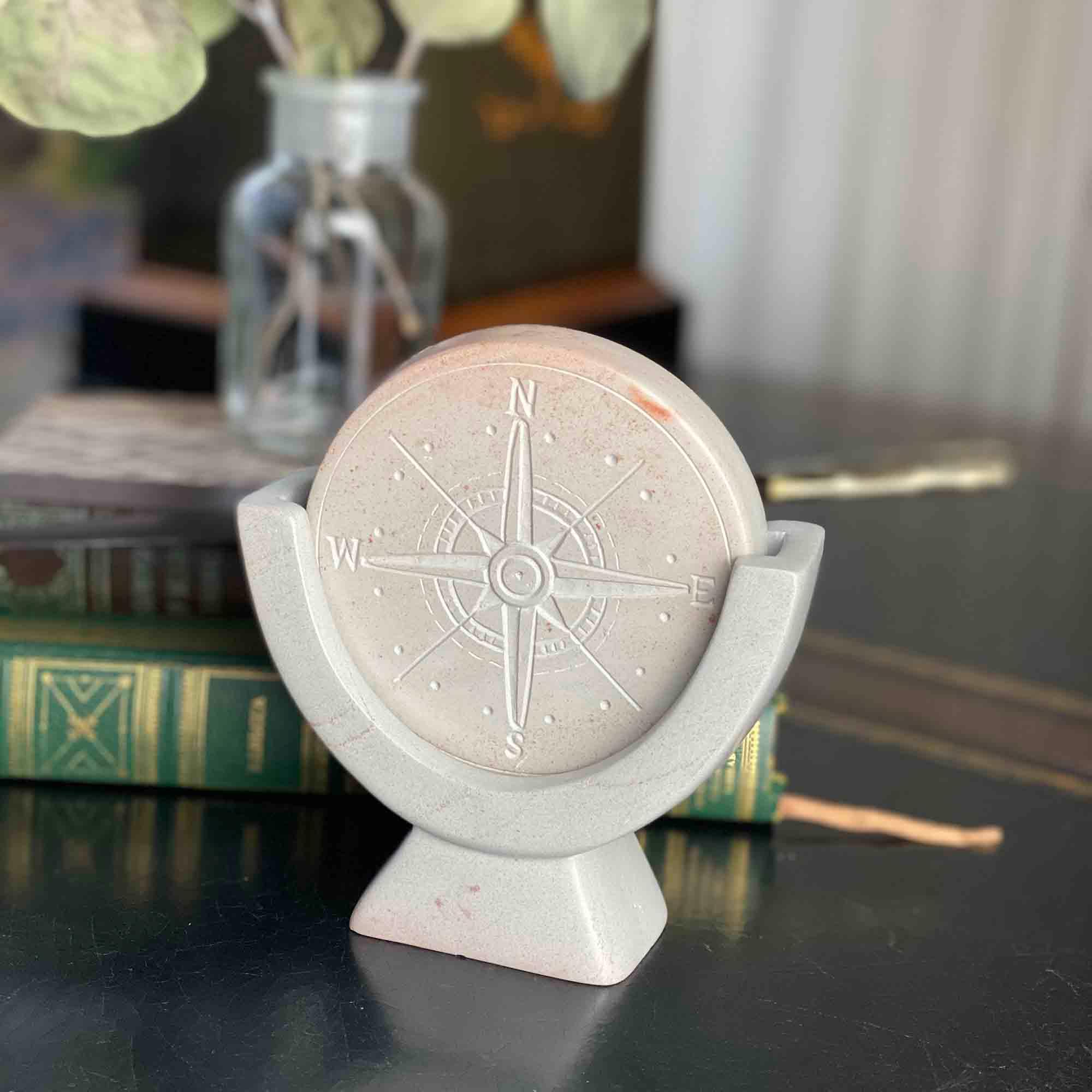 ethically sourced Compass Soapstone Sculpture Life In Alignment