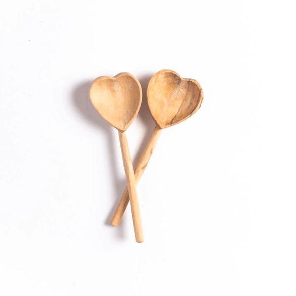 ethically sourced Olive Wood Heart Teaspoon Pair Life In Alignment