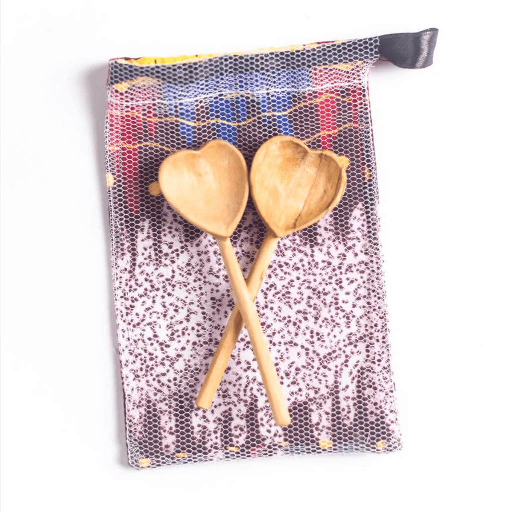 ethically sourced Olive Wood Heart Teaspoon Pair Life In Alignment