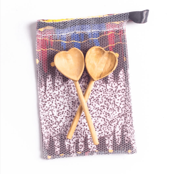 ethically sourced Olive Wood Heart Teaspoon Pair Life In Alignment