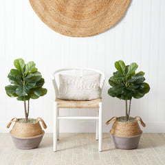 ethically sourced 3’ Artificial Fiddle Leaf Fig Tree with Handmade Woven Planter DIY Kit - Set of 2 Life In Alignment
